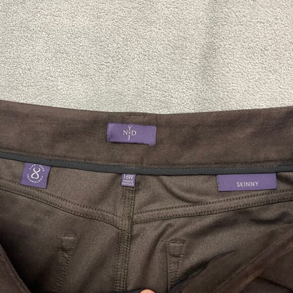 NYDJ Jeans Womens Size 16W Brown Skinny Dark Wash Faux Suede Lift & Tuck Tech - Picture 8 of 12